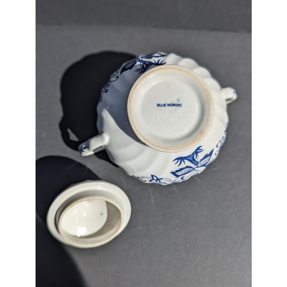 1970's Vintage Blue Nordic collection, J.G. Meakin Lidded Sugar Bowl - Picture 4 of 6